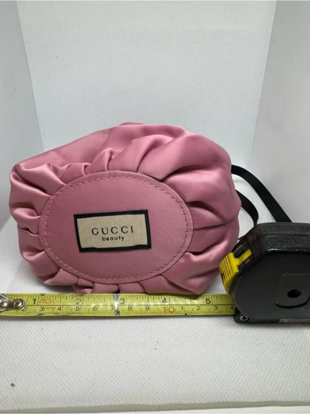 Gucci Beauty Cosmetic Pouch Set of 2 Pink & Beige Drawstring Bags 0892